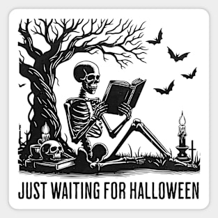 Book Lover Just Waiting For Halloween fun skeleton design Magnet